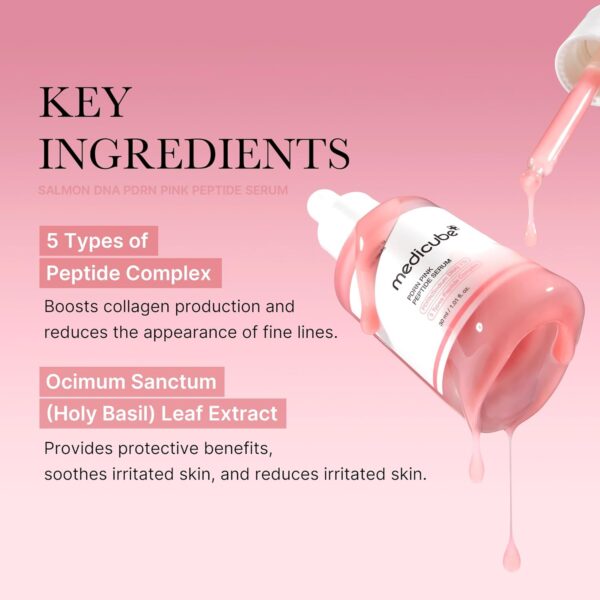 medicube Salmon DNA PDRN Pink Peptide Serum, Pink glow serum, Peptide, Niacinamide, Hydrating & Moisturizing & Firming, Uneven Skin Tone, Korean Skincare | 1.01 fl.oz. (1.01 fl.oz., Salmon DNA PDRN) - Image 5