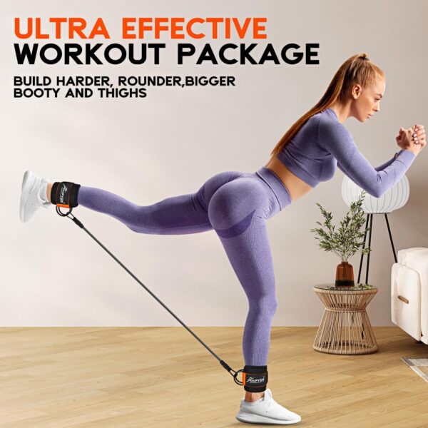 HPYGN Ankle Resistance Bands, Ankle Bands for Working Out with Cuffs, Resistance Bands for Leg Butt Training Workout Equipment for Kickbacks Hip Gluteus Training, Ankle Strap with Exercise Bands - Image 2