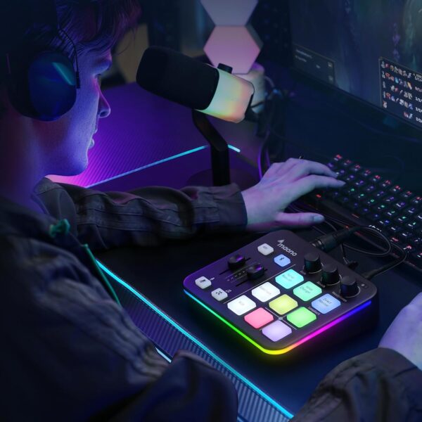 MAONO Gaming Audio Mixer, Audio Interface with Pro-preamp, RGB, Bluetooth, 48V Phantom Power for Live Streaming, Podcasting, Content Create, Gaming MaonoCaster G1 NEO (Not for USB Mic) - Image 9