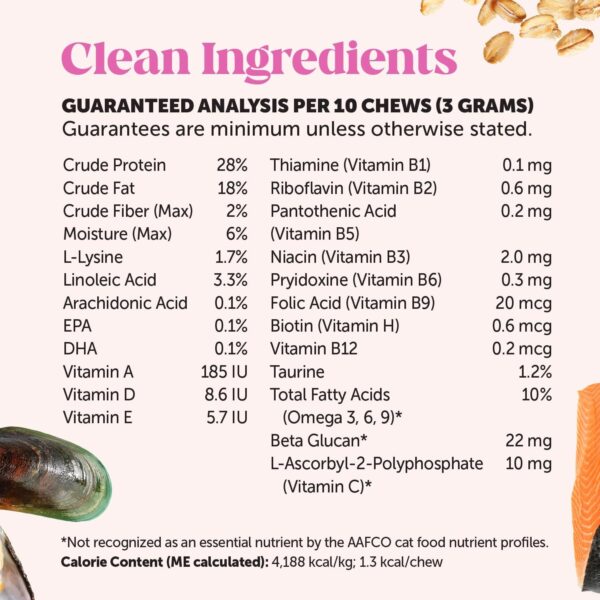 Cat Multivitamin Crunchy & Creamy Chews - Cat Treats for Health + Immune, Joint Support, Skin & Coat, & Digestion - Vitamins with Omega 3s, Lysine & Probiotics (30 Day Supply) - Image 7
