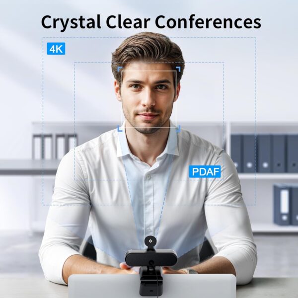 EMEET NOVA 4K Webcam for PC - Ultra 4K HD, PDAF Autofocus, Dual Noise-Cancelling Mics, 73° FOV, Auto Light Correction, USB-A, Privacy Cover, Ideal for High-End Business Meetings&Live Streaming - Image 3