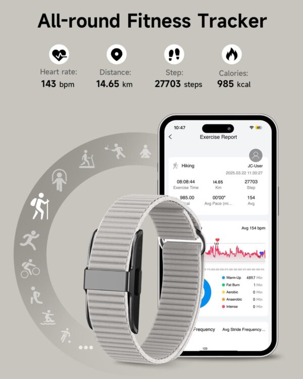 Health Fitness Tracker, Wearable Activity Step Tracker for Men Women, Continuous Sleep/ Heart Rate/ SpO2/ Stress/ Blood Pressure Monitor, IP68 Multiple Sports Modes Watch, Free App for Android iPhone - Image 5