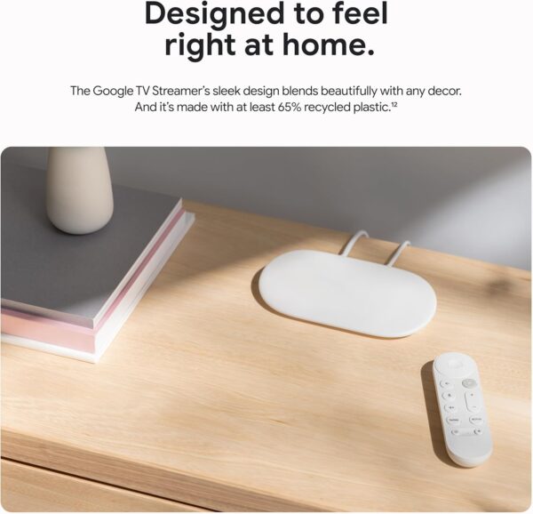 Google TV Streamer 4K - Fast Streaming Entertainment on Your TV with Voice Search Remote - Watch Movies, Shows, Live TV, and Netflix in 4K HDR - Smart Home Control - 32 GB of Storage - Porcelain - Image 8