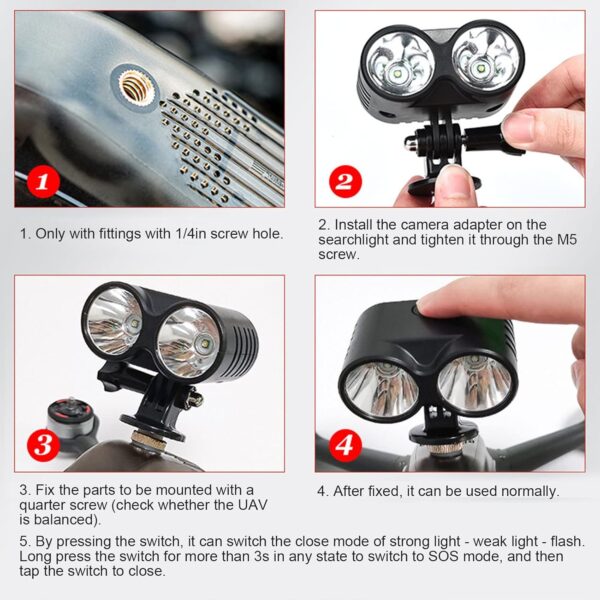 Drone Lights, Drone Accessories, Universal 4 Modes Drone Owl Searchlight for Night Flying, Fishing, Bait Release, Payload Delivery - Image 3