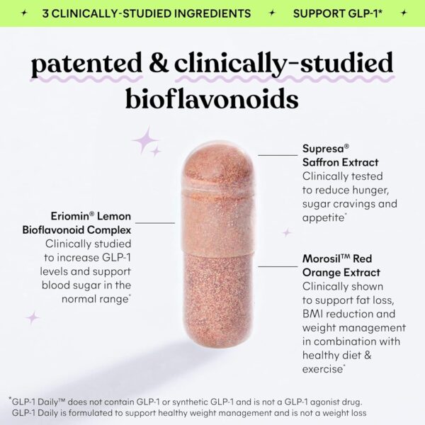 Lemme GLP-1 Daily, Clinically Studied Ingredients to Reduce Hunger & Cravings, Promote GLP-1 Production, Support Fat Loss and Weight Management, 1 Month Supply (60 Capsules) - Image 2