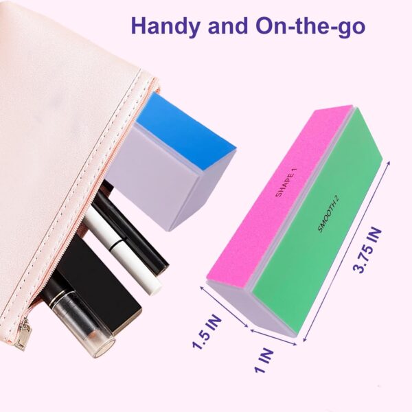 4 Way Nail Buffer Block (4 Pcs), Nail Shine Buffers Blocks Files for Natural and Acrylic Nails Smoother Buffing Block Polisher Fingernail File Buffer 120/240/600/3000 Grit for Buffing Shinning - Image 7