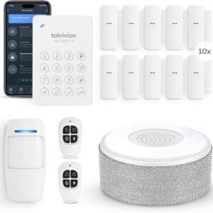 tolviviov Alarm System for Home Security, Door Alarm Systems, App Alerts, 15Piece Kit, No Monthly fee, WiFi Alarm, Door Window Motion Sensor, for Home Security and Kids Safety