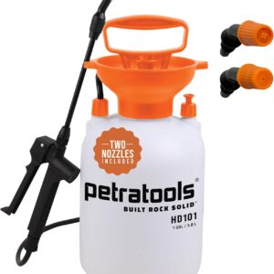 Petratools 1 Gallon Pump Sprayer – HD101 Garden Sprayer for Weeds, Lawn Care & Pesticides – 52” Long Hose, 2 Nozzles & Easy Carry Handle – Durable & Lightweight