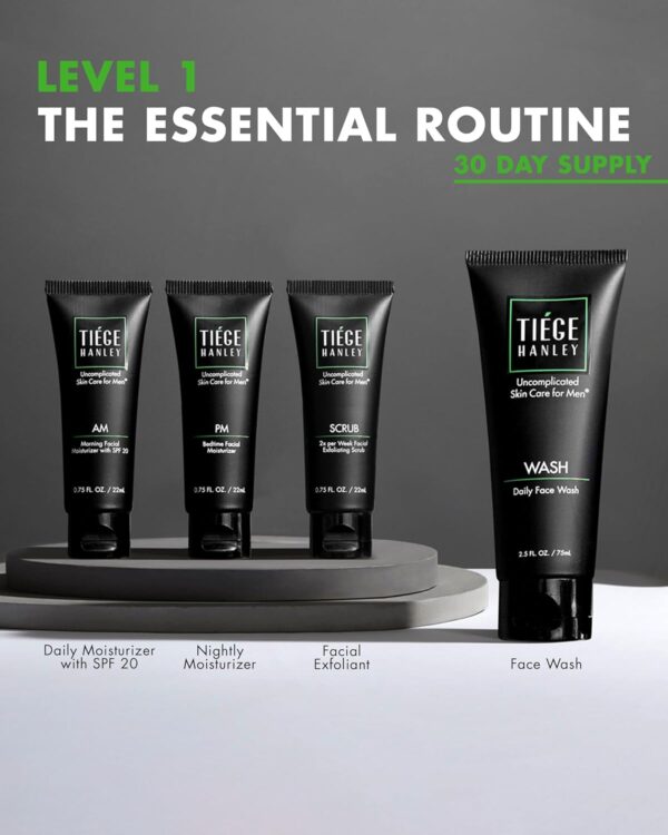 Tiege Hanley Men’s Skin Care Set, Essential Routine (System Level 1) – Face Wash, Scrub & Moisturizer for Healthier, Hydrated Skin | Daily Men’s Skin Care Kit for Sensitive skin & Dryness Protection - Image 3