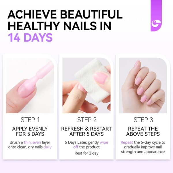 Nail Strengthener Protein for Damaged Nails: Pink 6 in 1 Natural Nail Hardener Extra Strong and Growth - Long Lasting Repair for Damaged Nails - Growth Oil for Salon Home Daily Work - Image 9