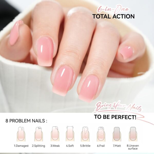 Nail Strengthener Protein for Damaged Nails: Pink 6 in 1 Natural Nail Hardener Extra Strong and Growth - Long Lasting Repair for Damaged Nails - Growth Oil for Salon Home Daily Work - Image 6
