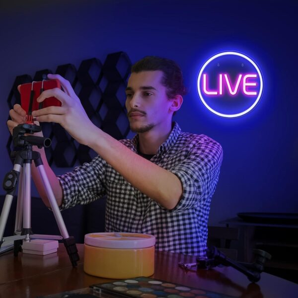 Lumoonosity Live Neon Sign - Blue&Pink LED On Air Light for Streamers/Influencers/Gamers - Streaming/Recording Live Neon Signs for Studio, Game Room, Bedroom - Image 5