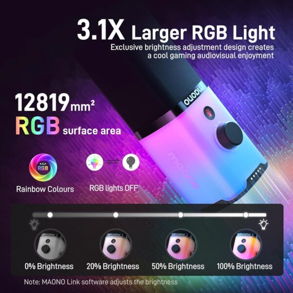 MAONO Dynamic Gaming Microphone: USB XLR Dynamic Computer Microphone with Software-RGB PC Mic for Gamer-Podcast Mic for Streaming Recording Studio YouTube Content Creation Online Chat PD100X RGB - Image 4