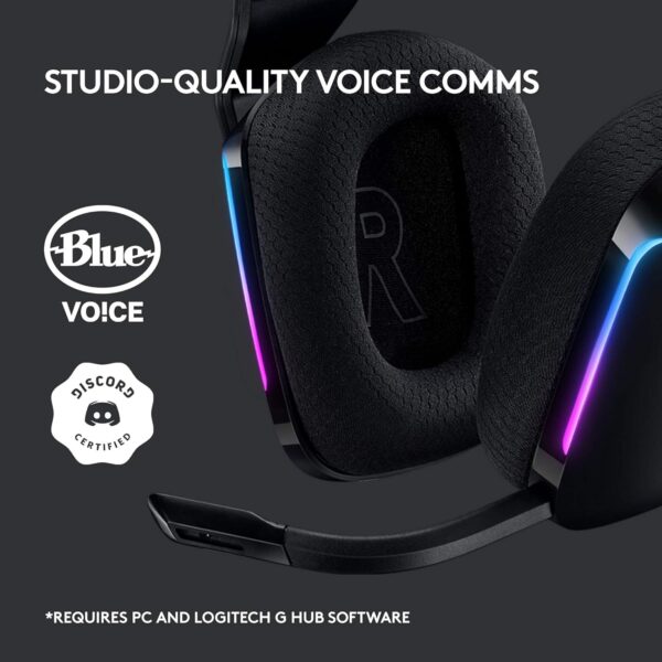 Logitech G733 Lightspeed Wireless Gaming Headset, Suspension Headband, Lightsync RGB, Blue VO!CE Mic, PRO-G Audio – Black, Gaming Headset Wireless, PC, PS5, PS4, Switch Compatible - Image 9