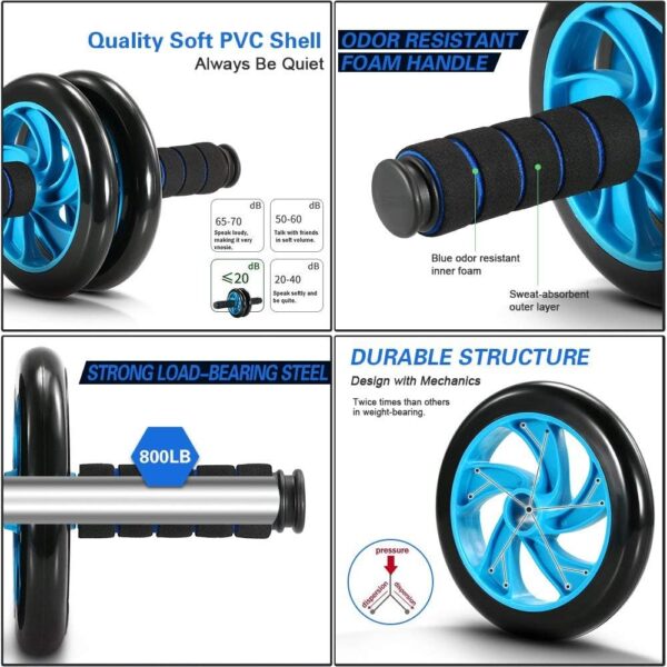 TOMSHOO AB Wheel Roller Kit with Push-Up Bar, Knee Mat, Jump Rope and Hand Gripper - Home Gym Workout for Men Women Core Strength & Abdominal Exercis - Image 2