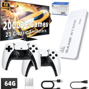 Retro Game Stick, Classic Video Games, Over 20000+ Games and 23 Emulators, Upgraded Dual 2.4G Wireless Controllers, Plug & Play TV Retro Gaming Console with 64GB Memory