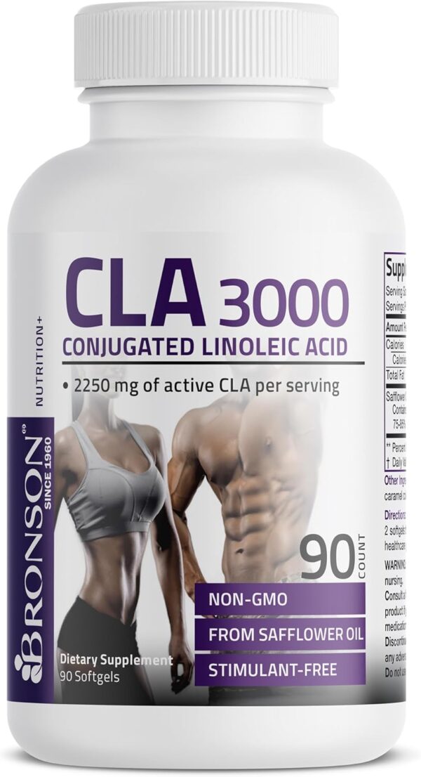 Bronson CLA 3000 Extra High Potency Supports Healthy Weight Management Lean Muscle Mass Non-Stimulating Conjugated Linoleic Acid, 90 Softgels - Image 5