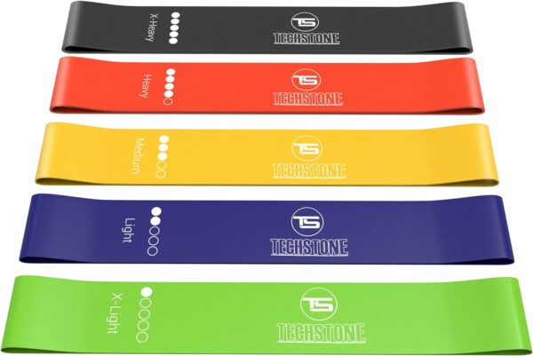 TechStone Resistance Bands Set for Men and Women, Pack of 5 Different Levels Elastic Band for Home Gym Long Exercise Workout – Great Fitness Equipment for Training, Yoga – Free Carrying Bag (Blue) - Image 2