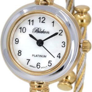2Tone Gold Silver Cable Band Ladies Bangle Cuff Watch