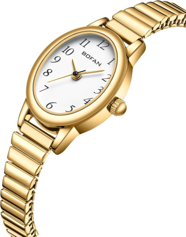 BOFAN Small Gold Watches for Women Easy Read Ladies Quartz Wrist Watch with Stainless Steel Expansion Band,Waterproof. - Image 2