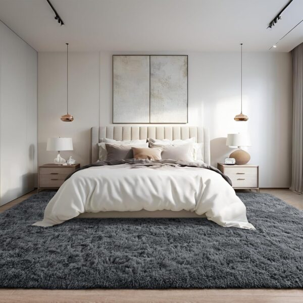 DweIke Super Soft Rug Fluffy Carpet for Living Room Bedroom, 4x6 ft Shaggy Grey Kids Area Rugs for Girls Boys Nursery Dorm Home Decor, Non-Slip Washable Plush Indoor Throw Carpets, Gray - Image 6