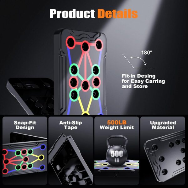 Solid Push Up Board 15 in 1 Home Workout Equipment Multi-Functional Pushup Stands System Fitness Floor Chest Muscle Exercise Professional Equipment Burn Fat Strength Training Arm Men & Women Weights - Image 7