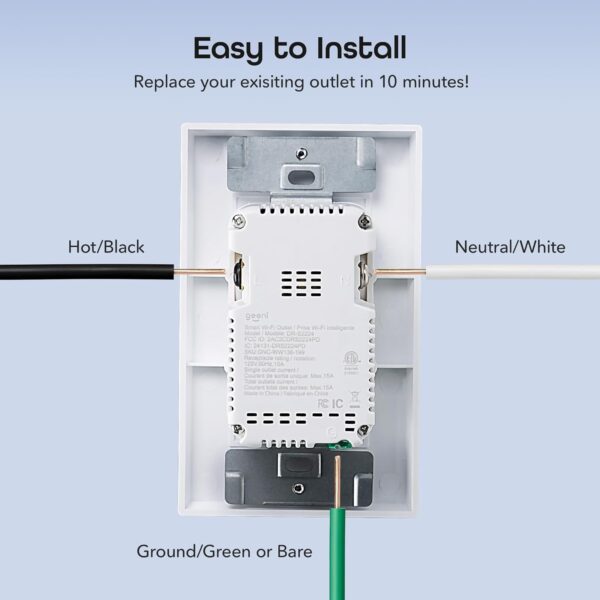 Geeni Current Smart Wi-Fi Outlet with 2 Fast Charge USB Ports (20W USB-C PD & Quick Charge USB-A), Voice Control, No Hub Required, Compatible with Alexa & Google Home - Image 8