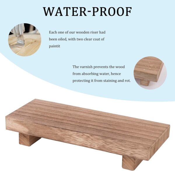 Small Wood Tray Pedestal Stand Farmhouse Bathroom Decor Decorative Wooden Riser Kitchen Soap Dish Holder for Vanity, Counter, Sink, Brown - Image 4