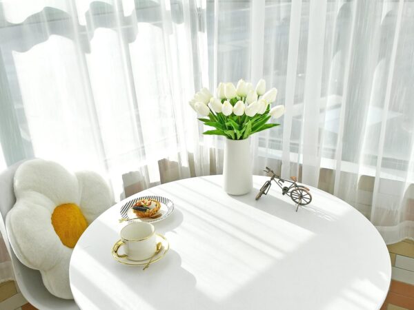 Mandy's Artificial Tulips 20 Stems White PU Faux Flowers for Wedding Home Decor 13.5 Inch - Image 7