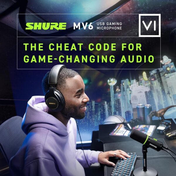 Shure MV6 Gaming Microphone, Dynamic USB PC Mic for Video Games & Streaming - Desktop Stand, Background Noise Cancellation, Tap-to-Mute & 3.5mm Output for Real-Time Headphone Monitoring - Image 5