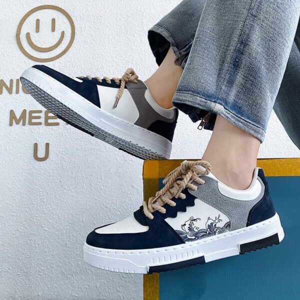 Retro Fashion Low-top Casual Trend Shoes, Spring and Autumn Niche Design, Men's Trendy Color Matching Shoes, lace-up Suitable for Outdoor, Campus, Walking, Street, Jogging, Travel - Image 4