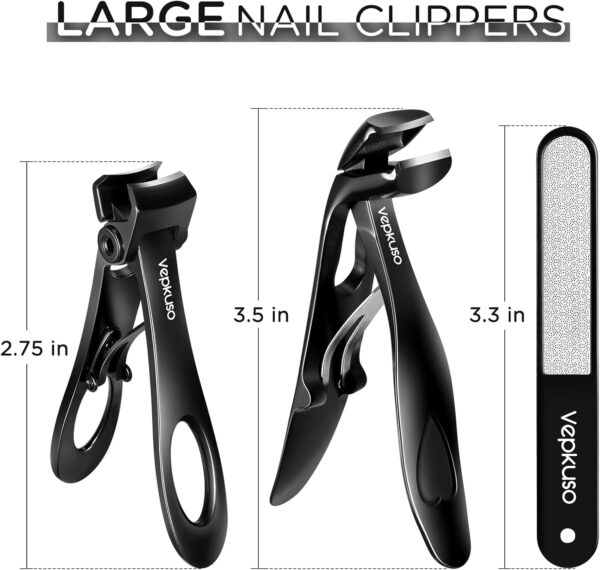 Nail Clippers for Seniors, Wide Jaw Fingernail Clippers and Angled Head Toenail Clippers for Thick Nail, Professional German Nail Clippers for Men, Women&Pregnant，Black - Image 2