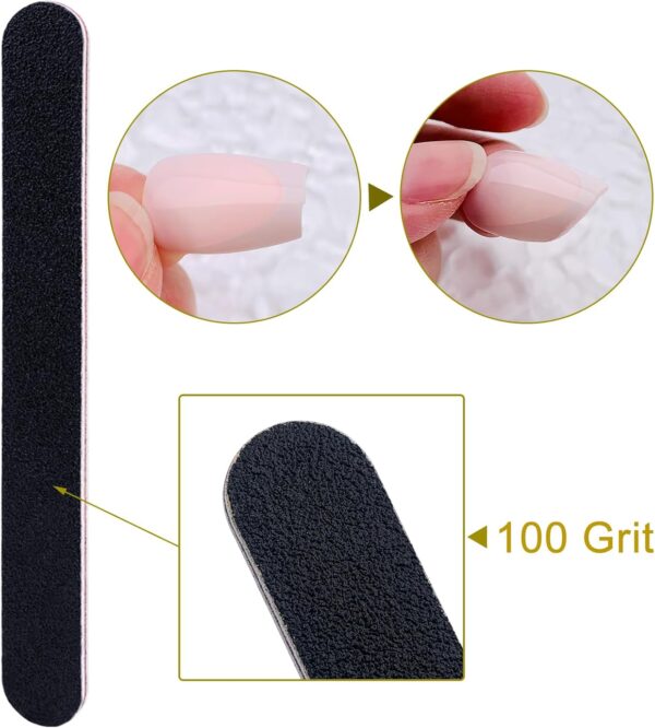 Nail File 10 PCS Professional Double Sided 100/180 Grit Nail Files Emery Board Black Manicure Pedicure Tool and Nail Buffering Files - Image 4
