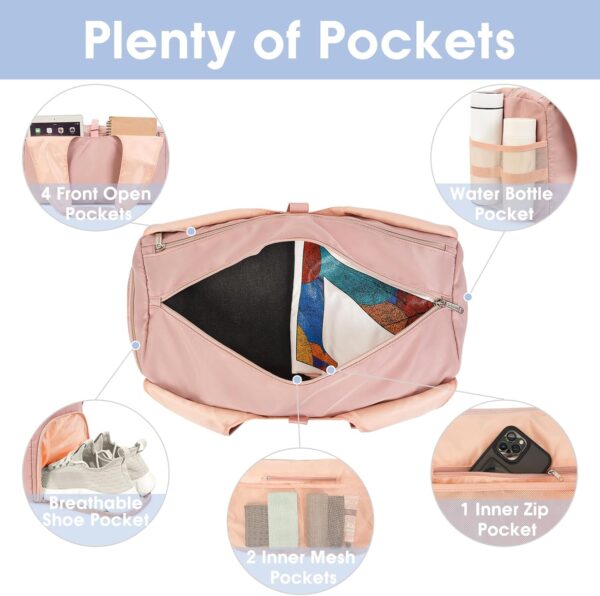sportsnew Yoga Gym Bags for Women with Shoes Compartment & Wet Dry Storage Pockets & Adjustable Yoga Mat Holder, Patent Pending - Image 4