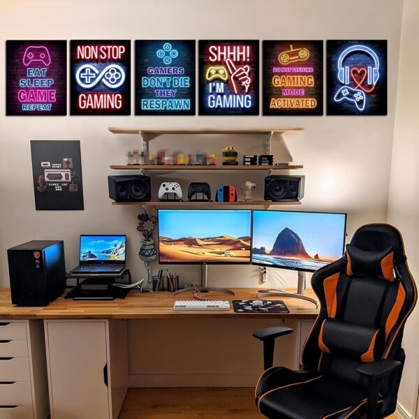 12Pcs Neon Gaming Posters for Teen Boys Room & Gaming Room Decor - 8x10 Inch Vibrant Gamer Wall Art Prints | No Frame Included | Cool Gifts for Gamers - Image 6