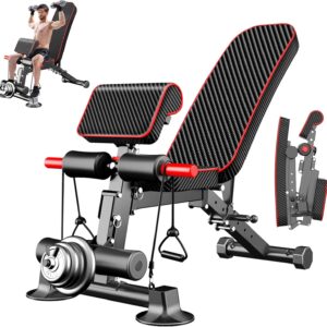 Adjustable Weight Bench - Utility workout Benches for Exercise, Free Installation Design for Portable Fitness Strength Training Equipment at Home Gym