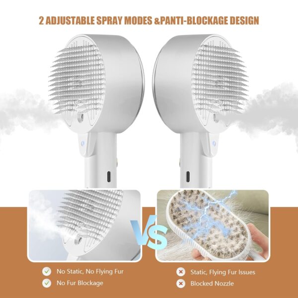 Cloud Care Cat Brush for Indoor Cat Steam Brush for Shedding Spritz Defur Comb for Cats Dogs Steam Brushes for Long Short Hair Cats Dogs Pet Steam Brushes for Massage Grooming Self-Cleaning - Image 4