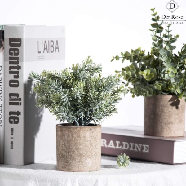 Der Rose 3 Pack Mini Potted Fake Plants Artificial Plastic Eucalyptus Plants Topiaries for Home Office Desk Farmhouse Room Bathroom Decor - Image 7
