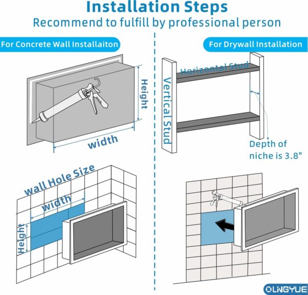 Shower Niche Stainless Steel: No Tile Needed Double Layer - 12x24 Inchs Recessed Wall Niches Shelf for Bathroom Storage - Matte Black - Image 9
