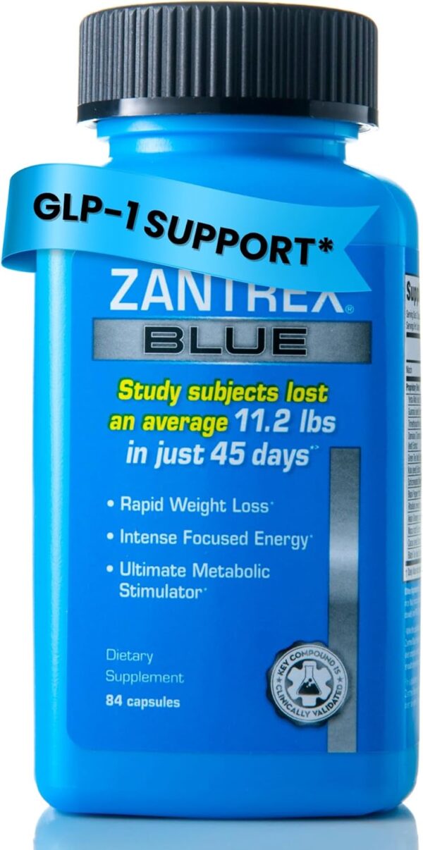 Zantrex Blue Energy & Thermogenesis Boost Energy | Weight Loss Supplement for Appetite Control, Increased Calorie Burn and Supports GLP-1 Levels | 84 Capsules