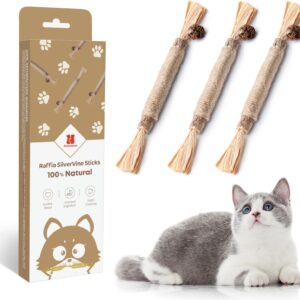 Potaroma 3 Pack Natural Silvervine Sticks Cat Toys, Catmint Silvervine Blend Sticks, Catnip Kittens Chew Toys Teeth Cleaning, Matatabi Dental Care Cat Treat Edible Kitty Lick Toys, Package May Vary