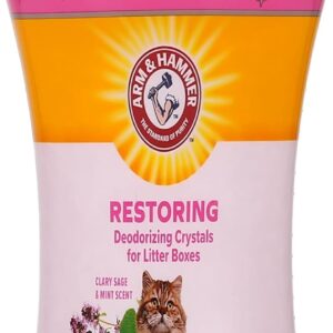 Arm & Hammer Restoring Cat Litter Box Deodorizing Crystals, Clary Sage & Mint Scent - Cat Smell Eliminator for Home, Odor Control, Cat Litter Crystals, Cat Essentials, 15 Ounce