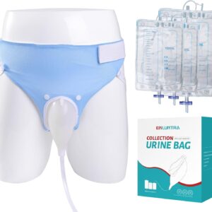 Wearable Urinary Drainage Bag for Men(2000 ML*1+1000 ML*2) ，Reusable Urine Collection Bag，Urinary Drainage Bag System，Elderly Urinalfor Bedridden Patients（Blue)
