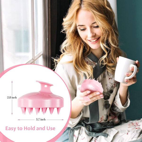 Soft Silicone Hair Scalp Massager Shampoo Brush for Wet Dry Oily Curly Straight Thick Thin Rough Long Short Natural Men Women Kids Pets Hair Care Tools（Pink - Image 6