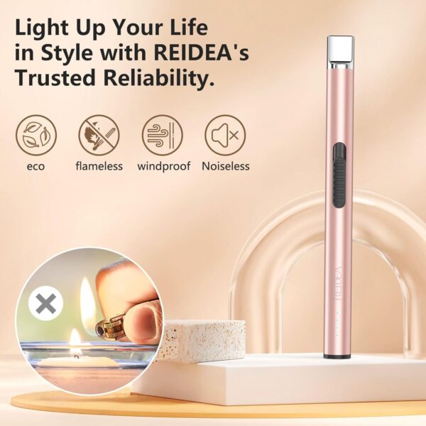 REIDEA Candle Lighter - Long USB Rechargeable Arc Windproof Flameless Lighter with Safety Switch for Home, Kitchen, BBQ, Camping, Stove - Image 7
