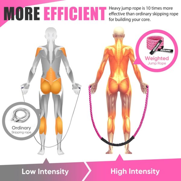 Jump Rope, Weighted Jump Rope for Women, Heavy Jump Ropes for Fitness, Adult Skipping Rope for Home Workout, Weight Loss, Shaping Body, Boxing, Strength Training, Total Body Exercise Equipment - Image 4