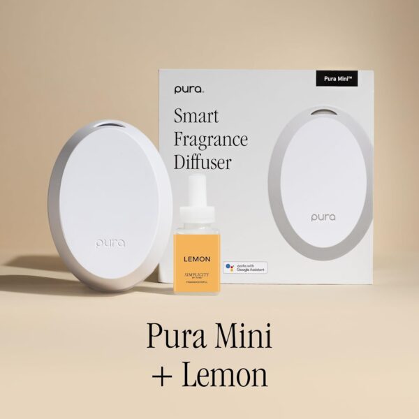 Pura Mini Smart Fragrance Diffuser for Small Spaces Adjustable Smart Home Device with LED Light & Automatic Vial Detection - Includes 1 Scent Refill; Lemon - Image 2