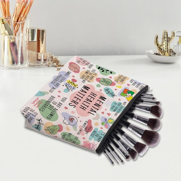 Mental Health Gifts Makeup Bag, Mental Health Awareness Gift, Positive Thinking Daily Affirmation, Positive Quotes Mental Health Matters Cosmetic Bag for Women - Image 3