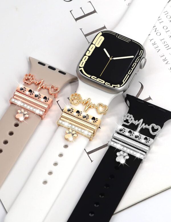 JR.DM Watch Band Charms with Decorative Bling Rings Loops, Compatible with Apple Watch 40mm 38mm 41mm 42mm 44mm 45mm 46mm Smart Watch Strap Accessories for iWatch Series 10 9 8 7 6 5 4 3 2 1 - Image 7