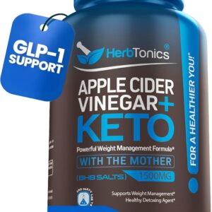 Herbtonics Apple Cider Vinegar with Keto BHB Salts - GLP-1 Support Supplement | Keto Diet Pills for Women & Men | Supports Appetite & Metabolic Function | 120 Keto ACV Capsules